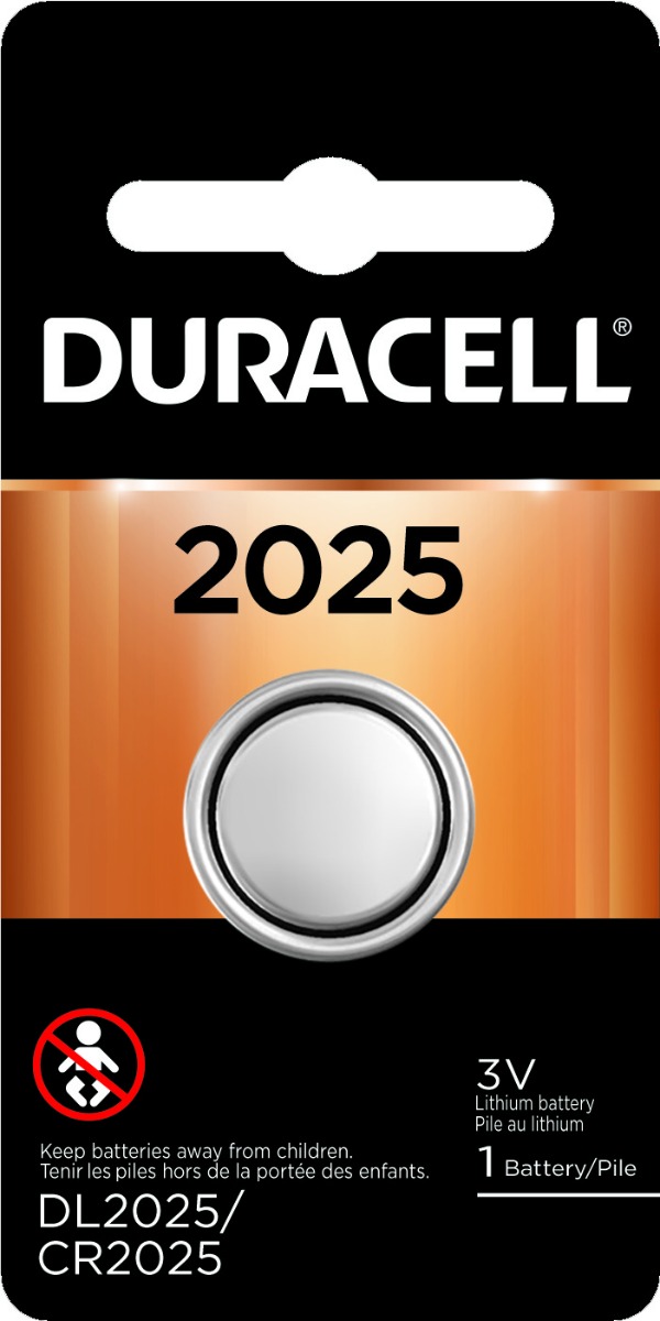 Duracell CR2025 Battery Lithium Coin, DL2025B2PK (1 Battery) (Child Resistant Packaging)