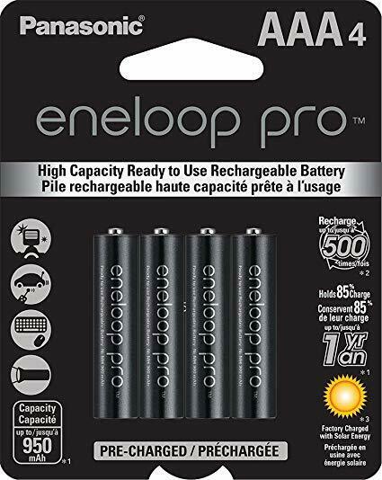 Panasonic Eneloop Pro AAA (950mAh) Pre-Charged Rechargeable Ni-MH Batteries (4 Pack)