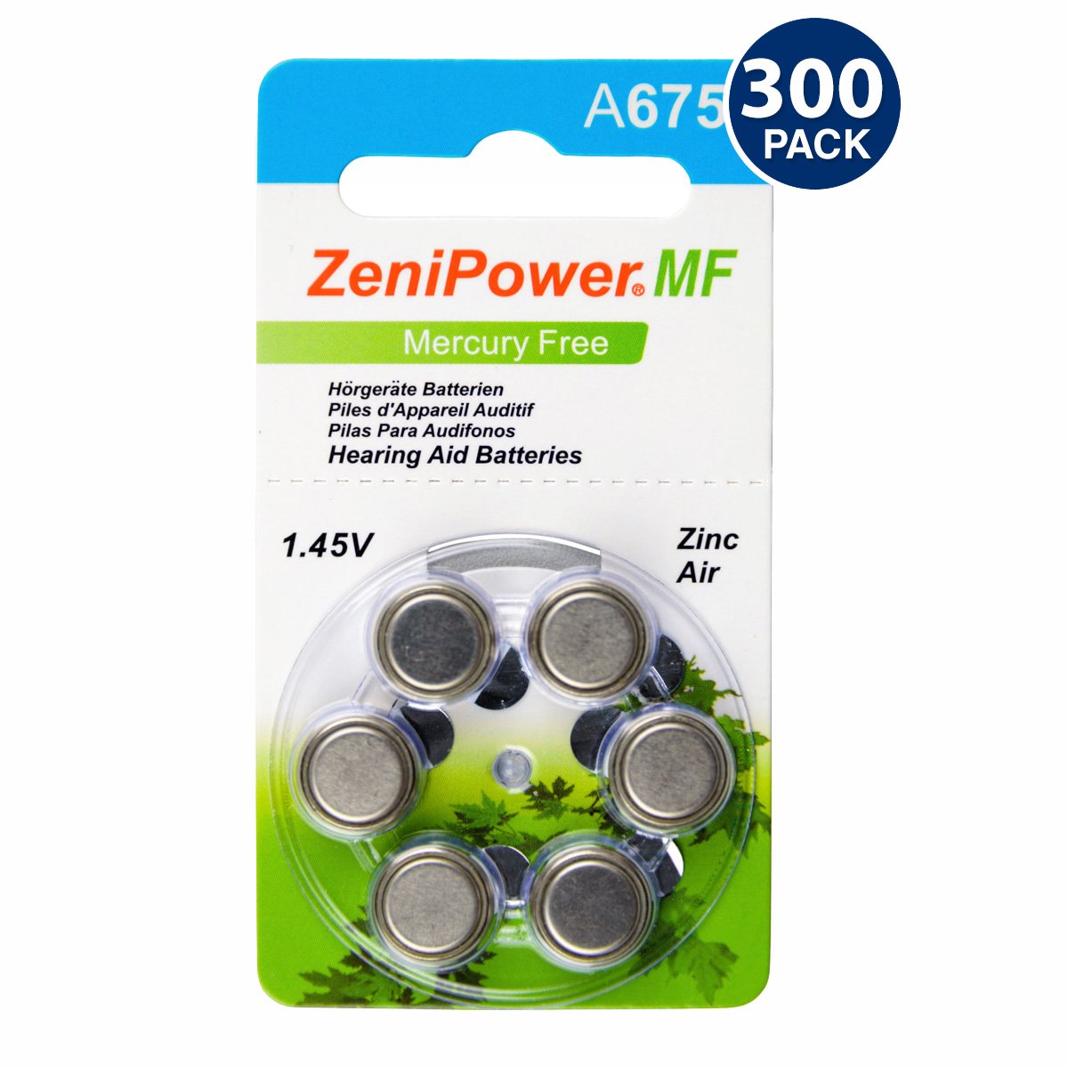 ZeniPower Size 675 Hearing Aid Battery Mercury-Free (300 Pcs.)