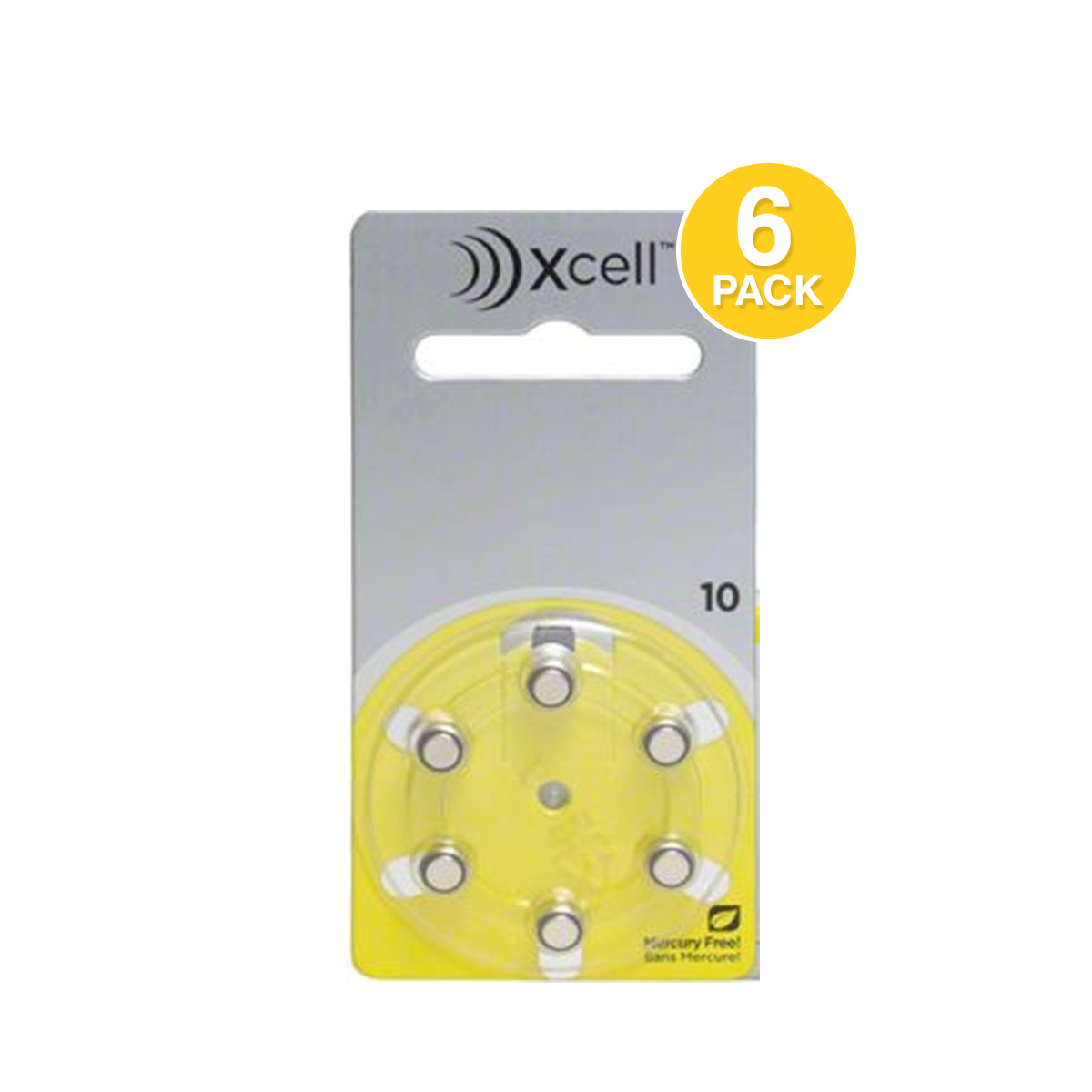 Xcell (Made by Rayovac) Size 10 Hearing Aid Battery (6 pcs) (Mercury Free)