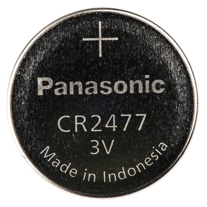 PANASONIC BATTERIES CR2477 Battery, 3 V, Coin Cell, Lithium, 1 Ah, Flat  Top, 24.5 mm