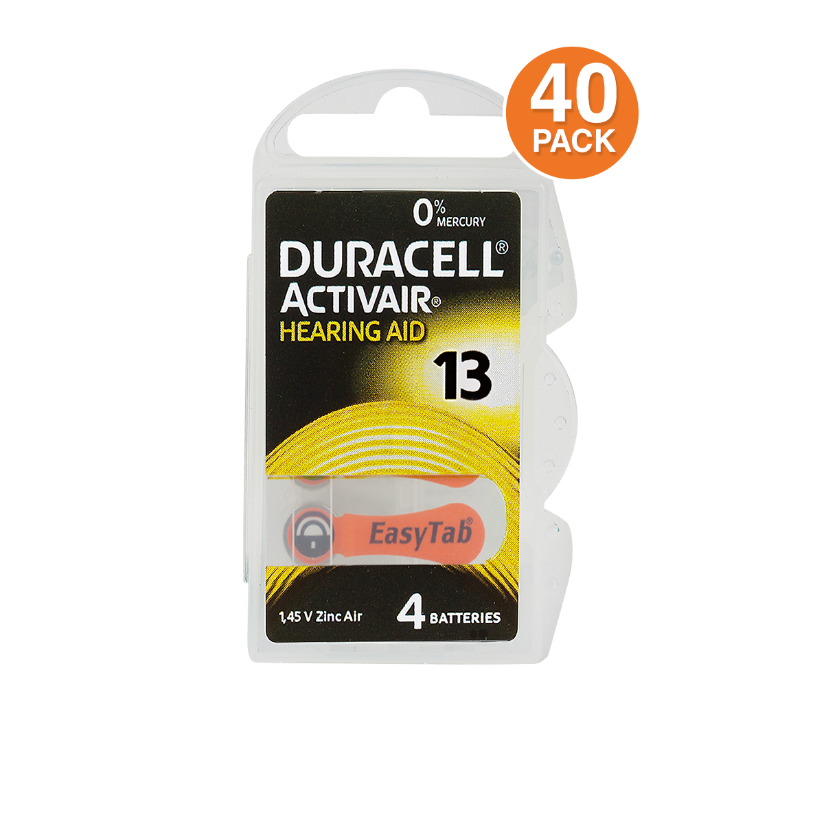Duracell Activair 13 Hearing Aid Battery (40 PCS) 