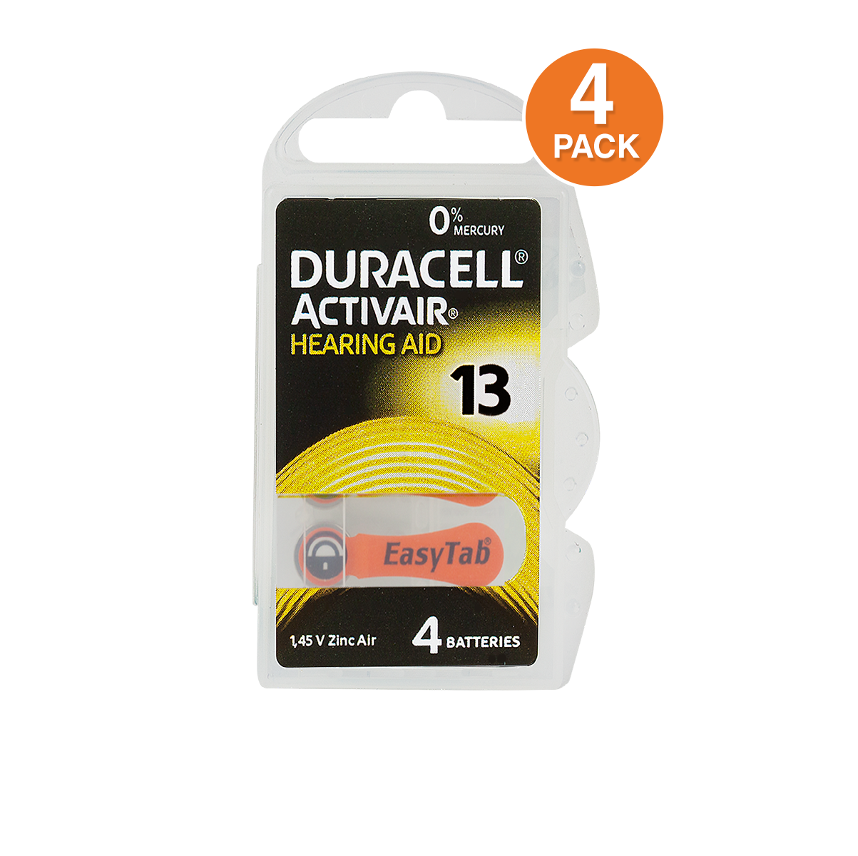 Duracell Activair 13 Hearing Aid Battery (4 PCS) 