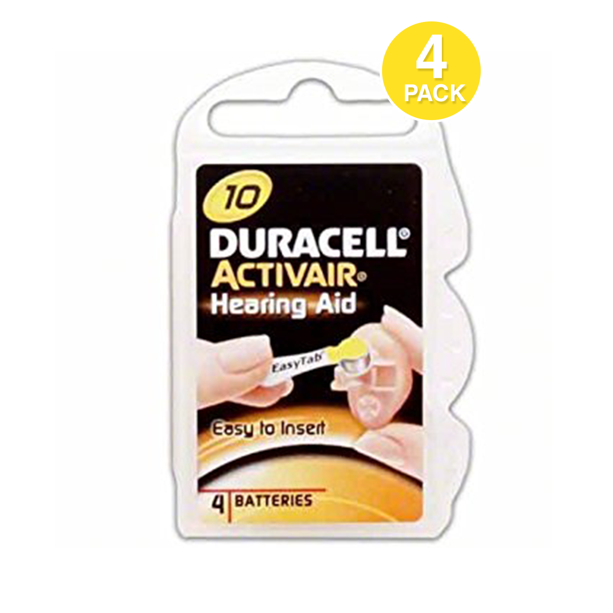 Duracell Activair Size 10 Hearing Aid Battery,  (4 PCS)