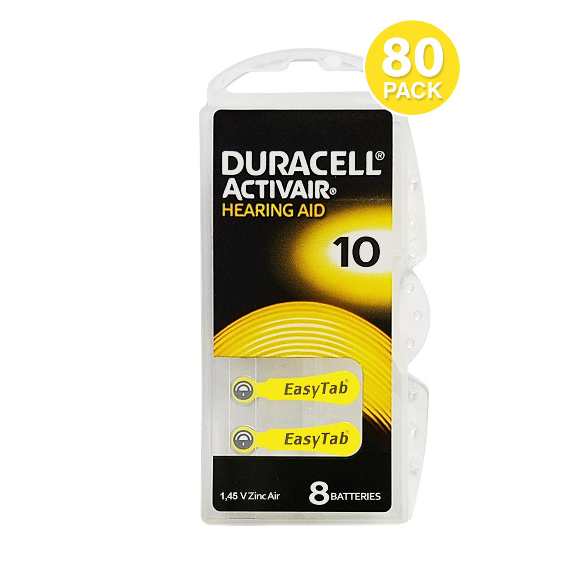 Duracell Activair Size 10 Hearing Aid Batteries, 80 Pcs - Mercury Free