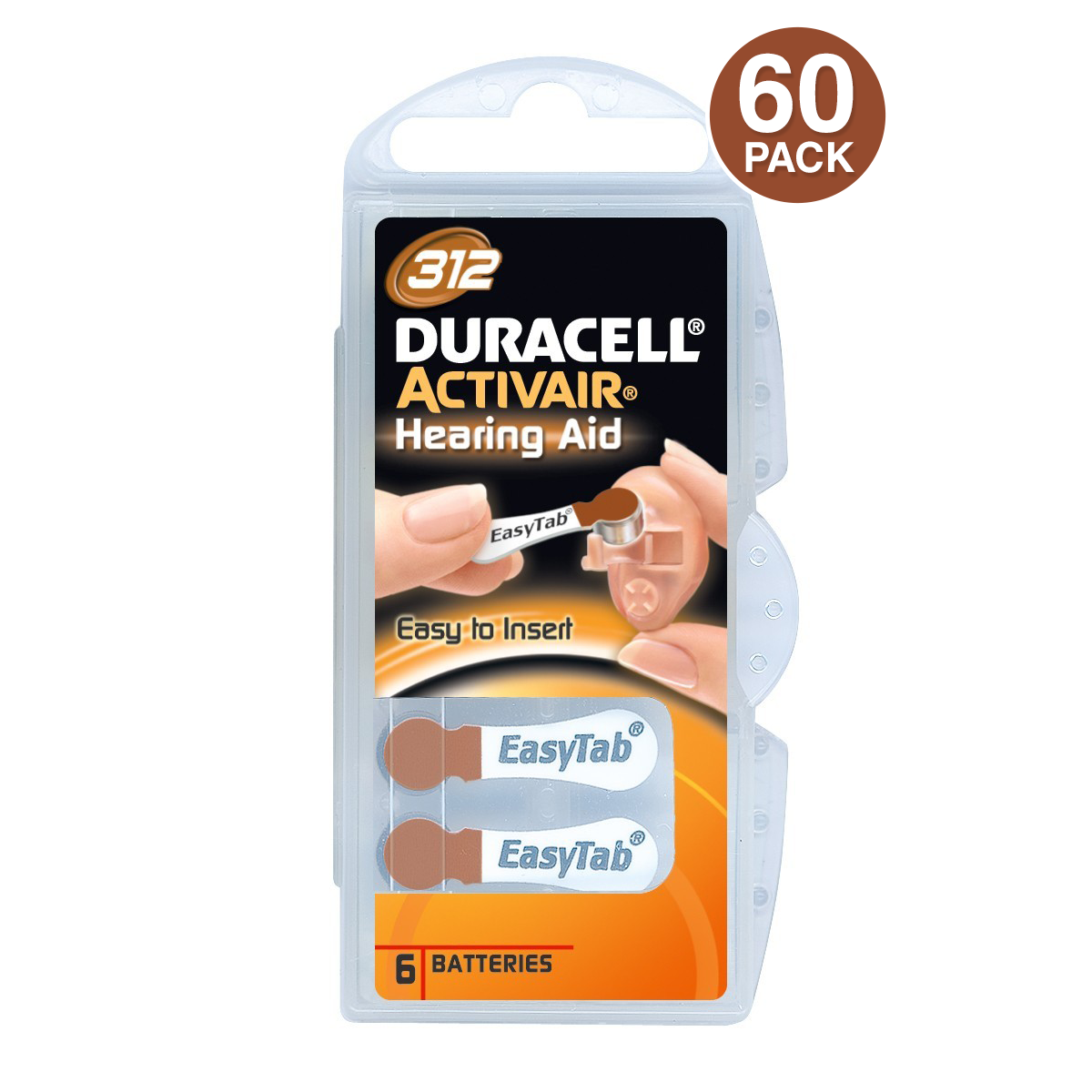 Duracell Hearing Aid Battery Size 312 (60 Pcs)