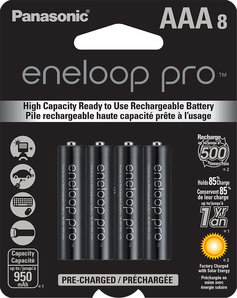 Panasonic Eneloop Pro AAA (950mAh) Pre-Charged Rechargeable Ni-MH Batteries (8 Pack)