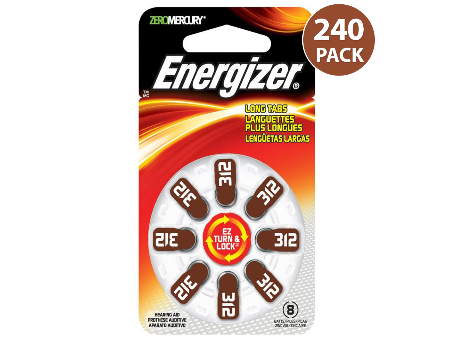 Energizer Hearing Aid Battery Size 312 (240 Pcs)