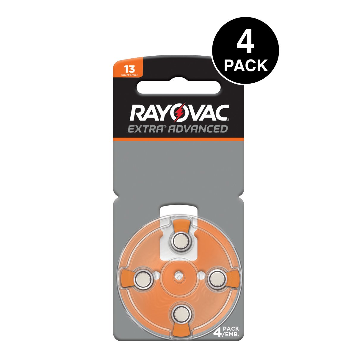 Rayovac Extra Advanced Hearing Aid Batteries Size 13 (4 Pcs) 