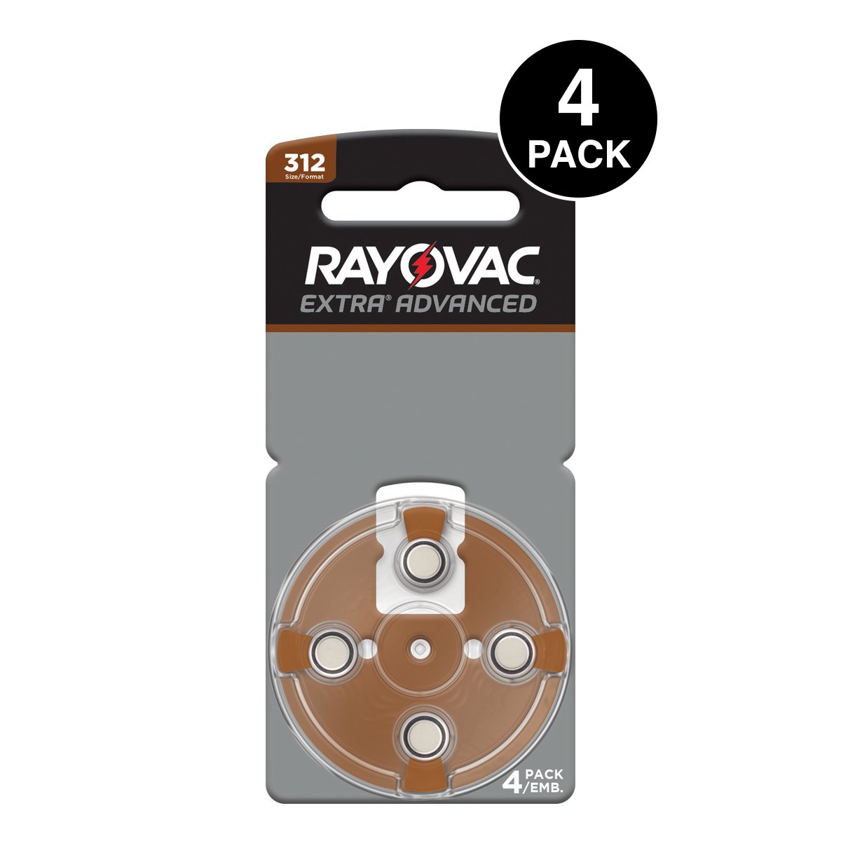 Rayovac Extra Advanced Hearing Aid Batteries Size 312 (4 Pcs) 