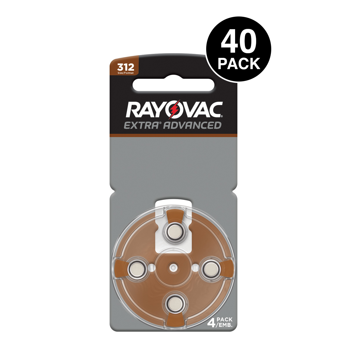 Rayovac Extra Advanced Hearing Aid Batteries Size 312 (40 Pcs)