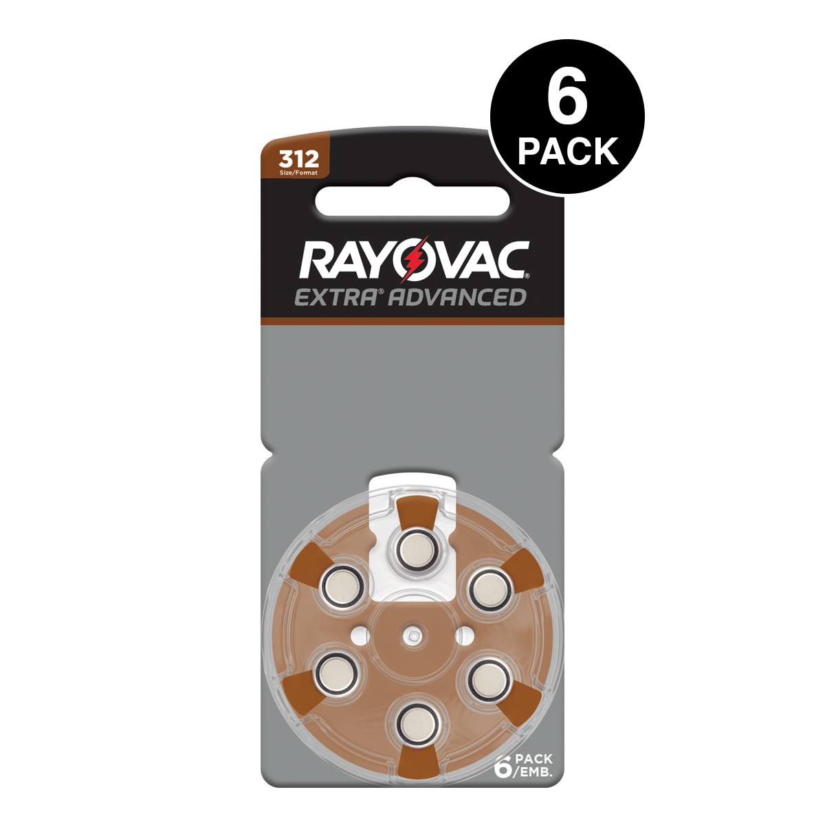 Rayovac Extra Advanced Hearing Aid Batteries Size 312 (6 pcs)