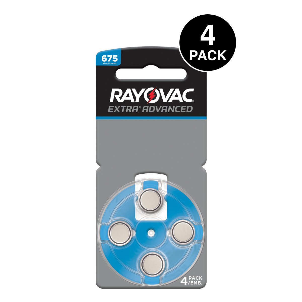 Rayovac Extra Advanced Hearing Aid Batteries Size 675 (4 Pcs)