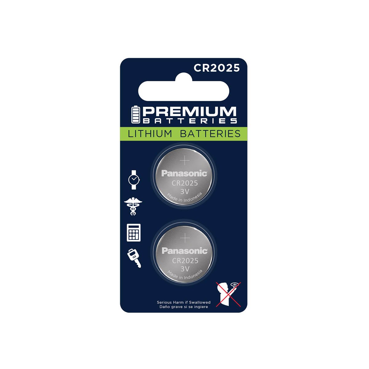 Premium Batteries CR2025 Battery 3V Lithium Coin Cell (2 Panasonic Batteries) (Child Resistant Packaging)