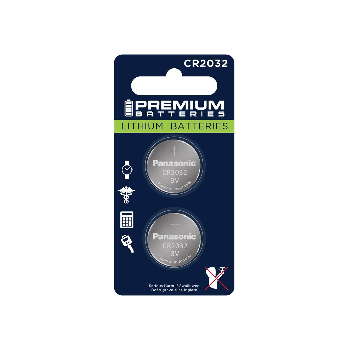 Premium Batteries CR2032 Battery 3V Lithium Coin Cell (2 Panasonic Batteries) (Child Resistant Packaging)