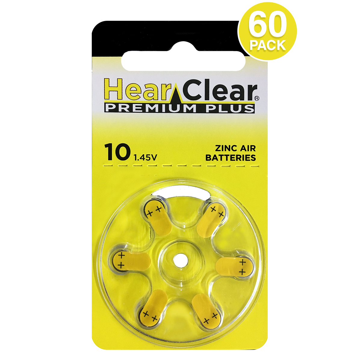 HearClear Premium Plus, Size 10 Hearing Aid Battery (60 pcs)