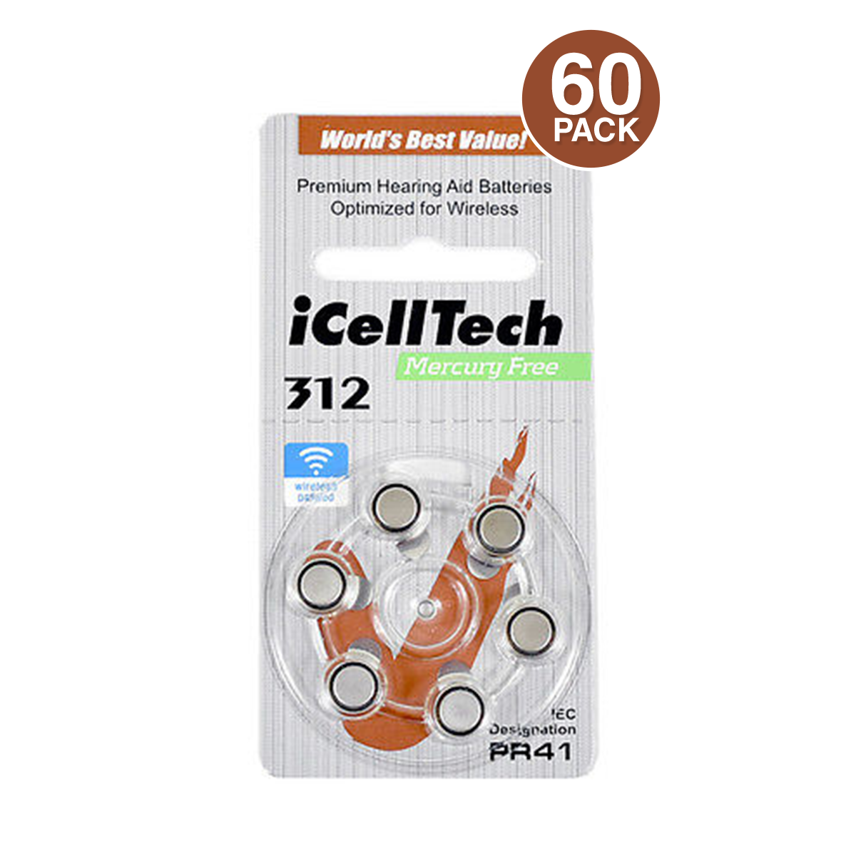 iCellTech Size 312 Hearing Aid Battery  (60 Pcs)
