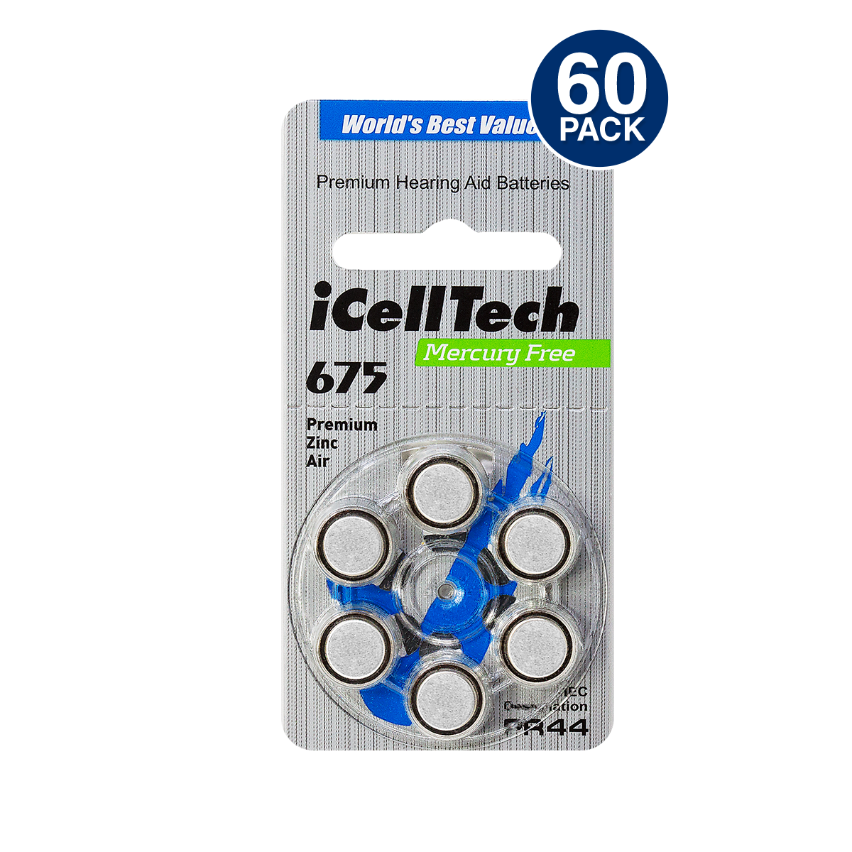 iCellTech Hearing Aid Battery Size 675 (60 Pcs)