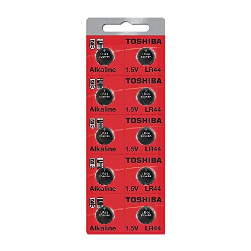 Toshiba LR44 (A76) 1.5V Alkaline Manganese Button Cell, Mercury Free, 10 Batteries