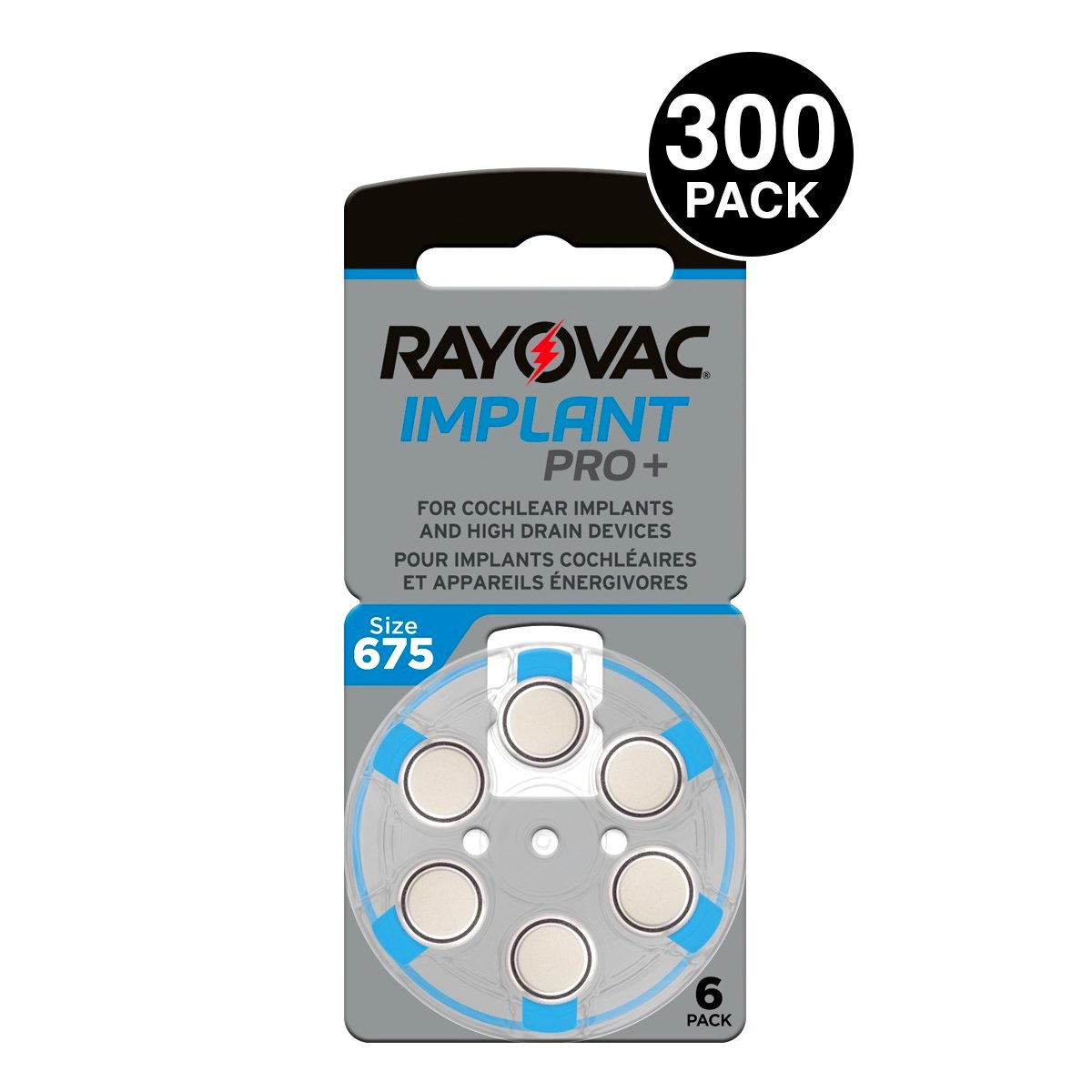 Rayovac Implant Pro, 675P Cochlear Implant Batteries (300 Pcs)