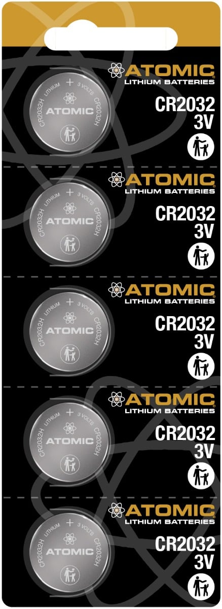 Atomic CR2032H Battery 3V Lithium Tearstrip (1 Premium Heavy Duty Battery)