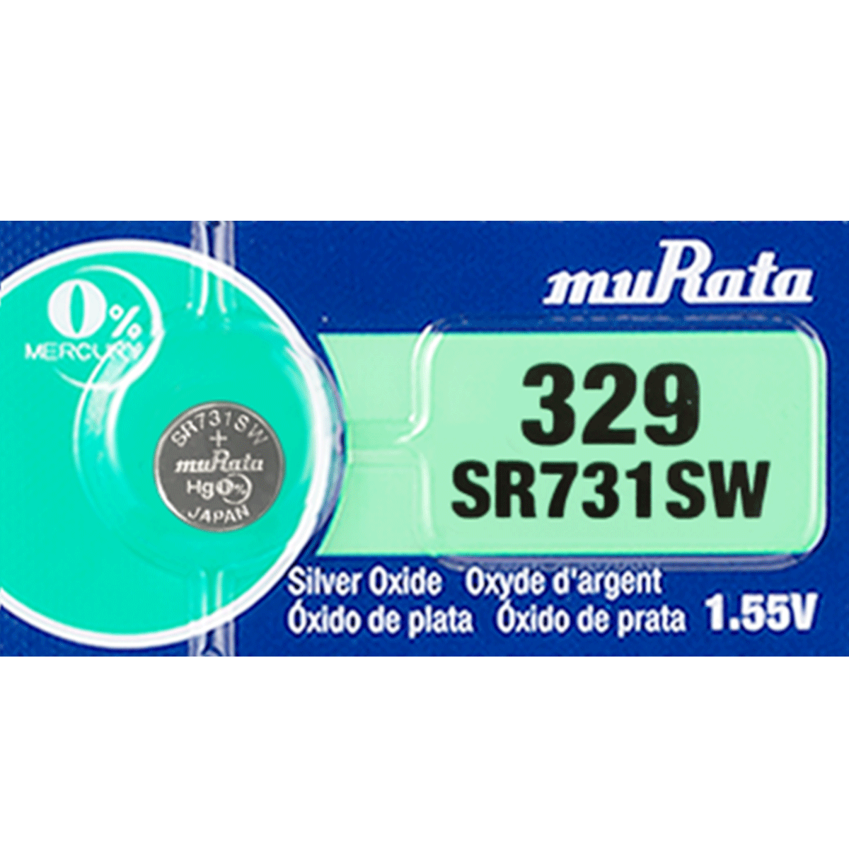 Murata 329 Battery (SR731SW) (formerly SONY) 1.55V Silver Oxide (1 Pack)