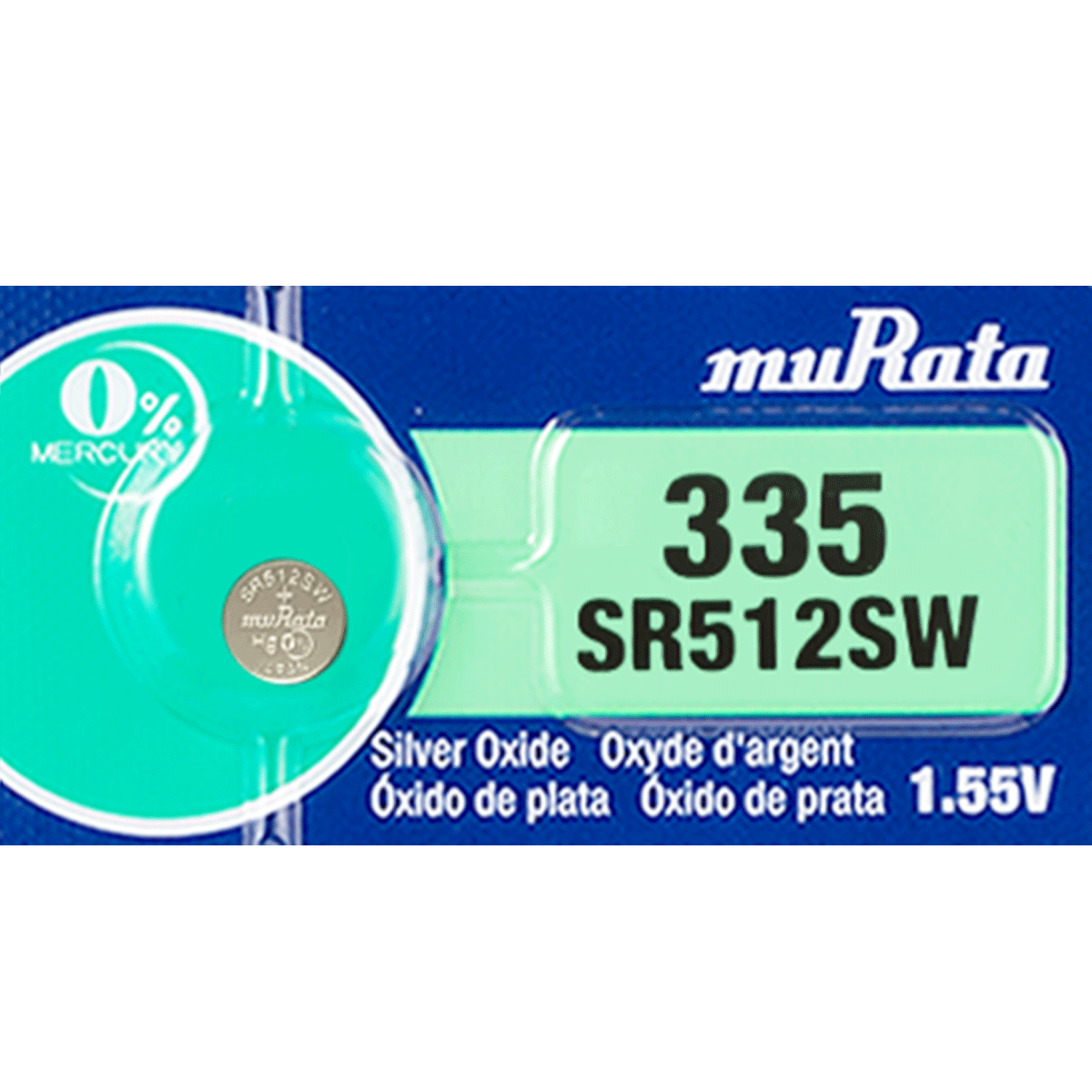 Murata 335 Battery  (SR512SW) (formerly SONY) 1.55V Silver Oxide Watch (1 Battery)