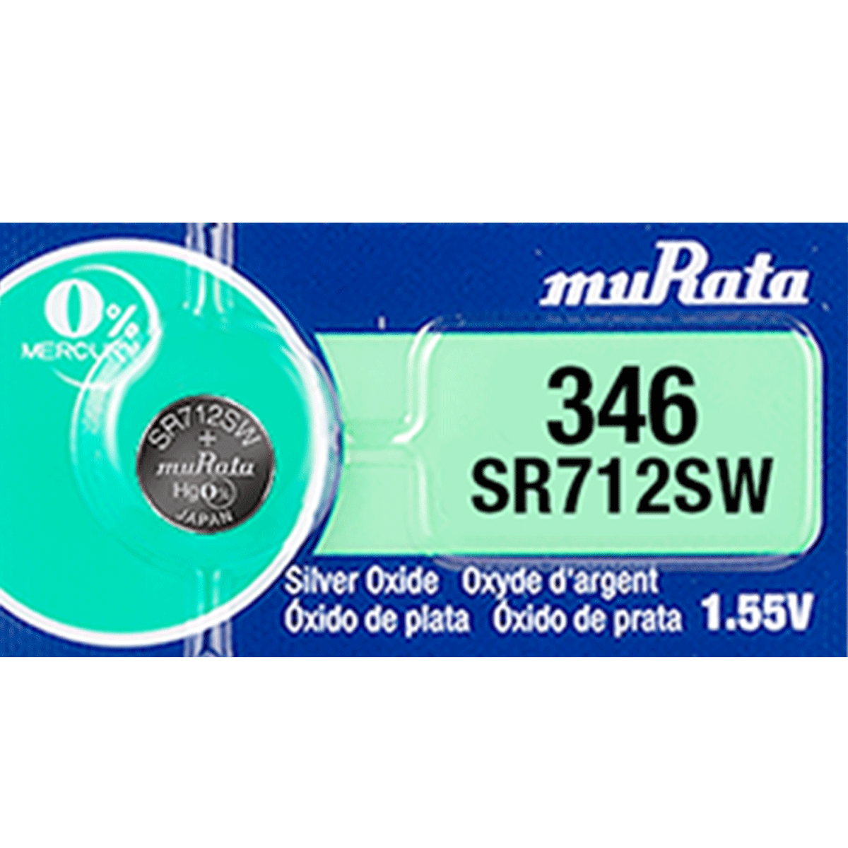 Murata 346 Battery  (SR712SW) (formerly SONY) Silver Oxide Watch (1 Battery)