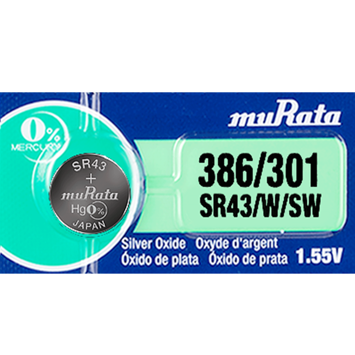 Murata 386 /301 Battery (formerly SONY) Mercury Free Silver Oxide 1.55V (1PC)