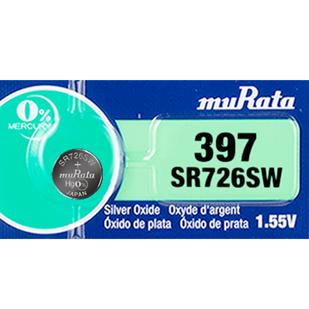 Murata 397 Battery  (SR726SW) 1.55V Silver Oxide (1 Pack)