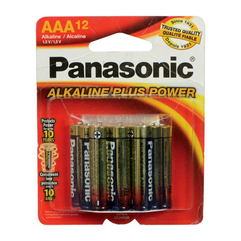 Panasonic AAA Alkaline Plus Power Battery, AM-4PA/12B (12 Pack)
