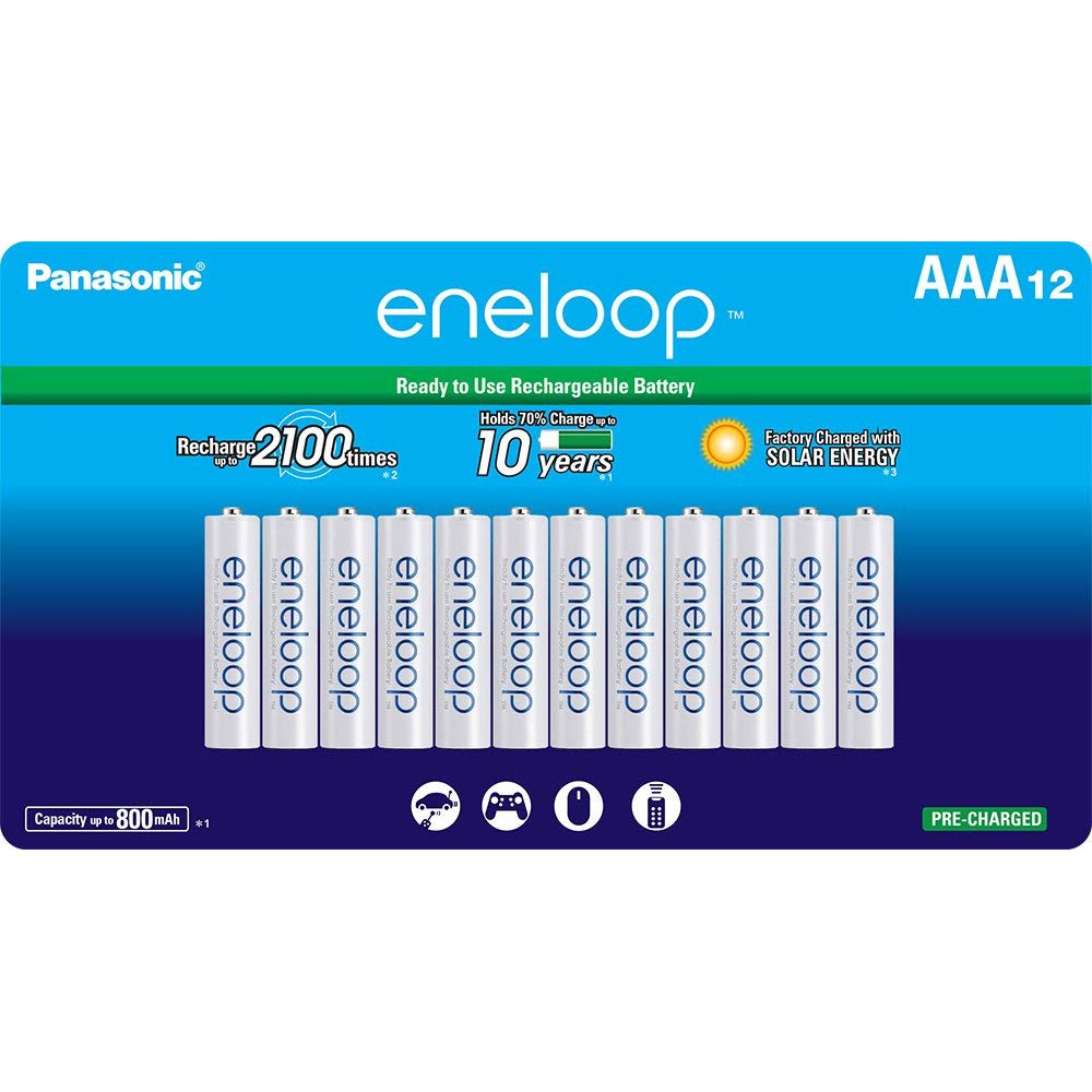 Panasonic Eneloop Pro AAA (800mAh) Pre-Charged Rechargeable Ni-MH Batteries (12 Pack)