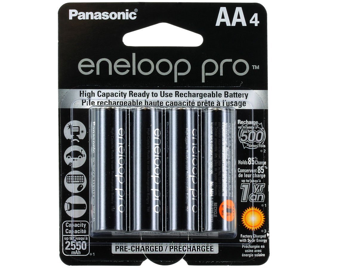 Panasonic Eneloop Pro AA (2550mAh) Pre-Charged Rechargeable Ni-MH Batteries (4 Pack)