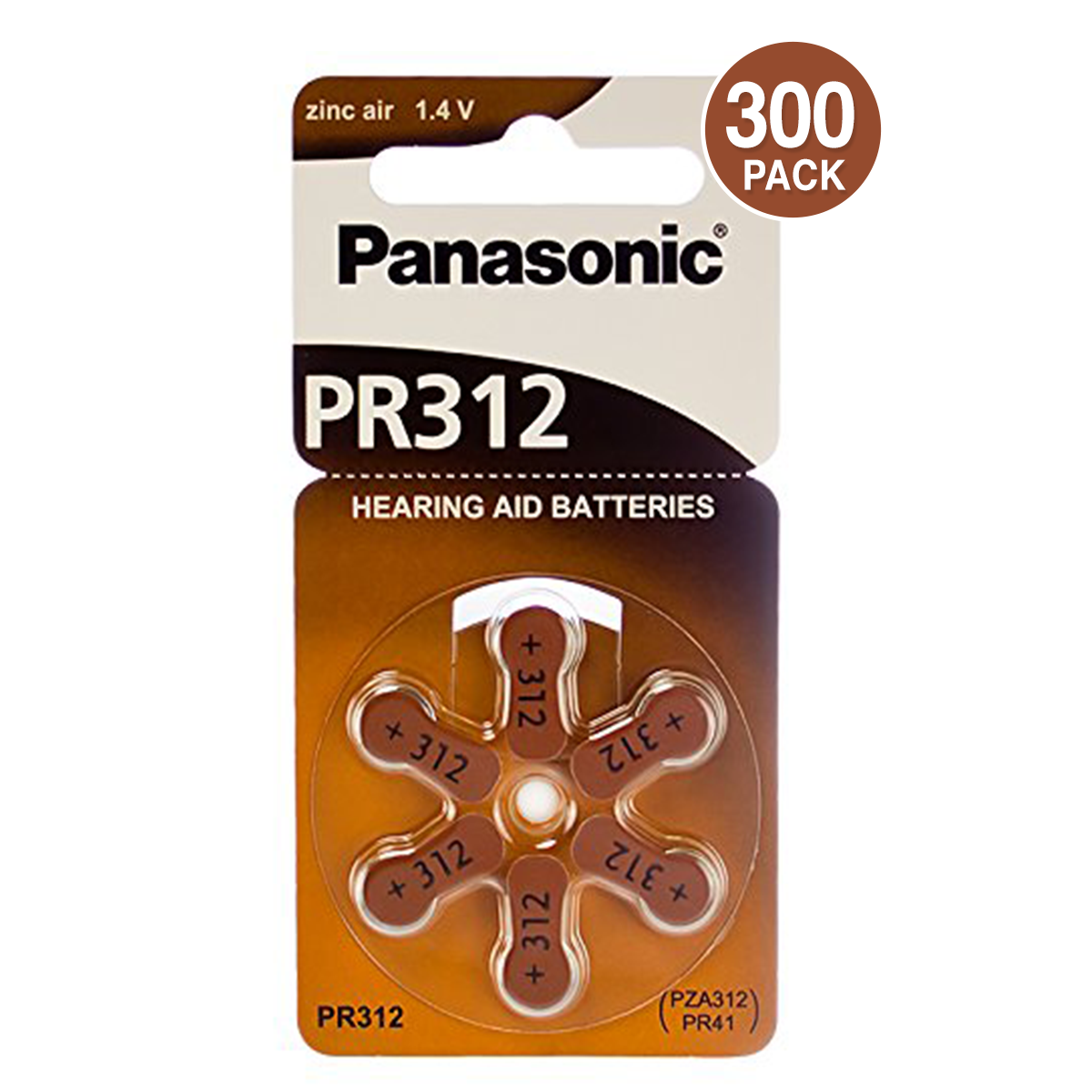 Panasonic Hearing Aid Battery, Size 312 (300 pc)