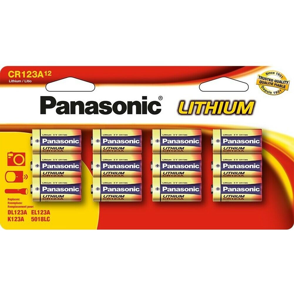 Panasonic CR123A Battery 3 Volt Photo Lithium (12PC Retail Pack)