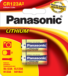 Panasonic CR123A Battery 3 Volt Photo Lithium (2PC Retail Pack)