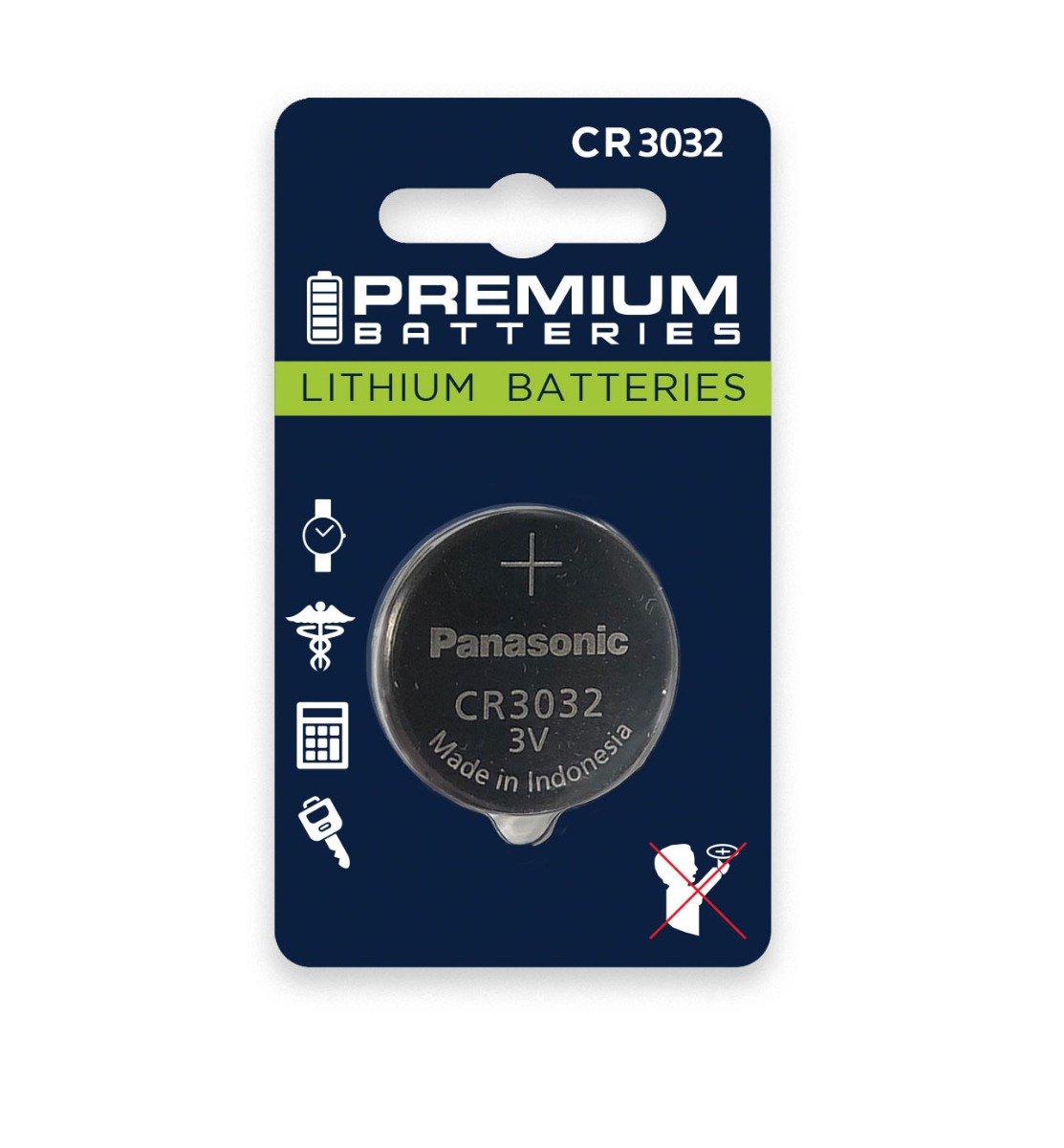 Premium Batteries Panasonic CR3032 3V Lithium Coin Cell (1 Battery) (Child Resistant Package)
