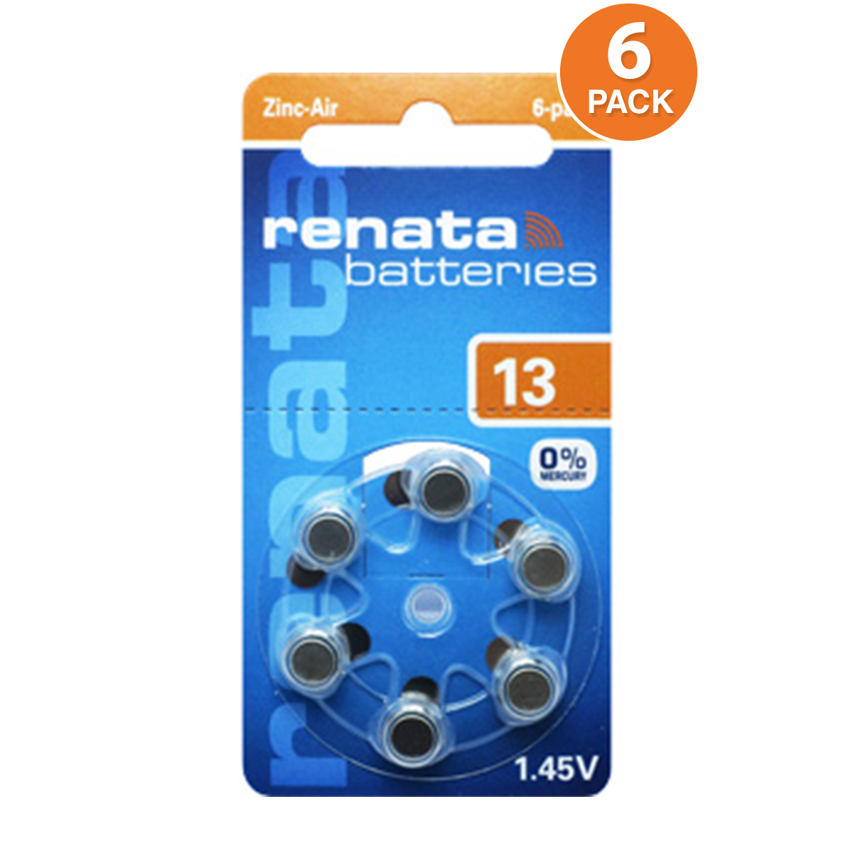 Renata ZA13 Hearing Aid Batteries size 13 (6 pack)