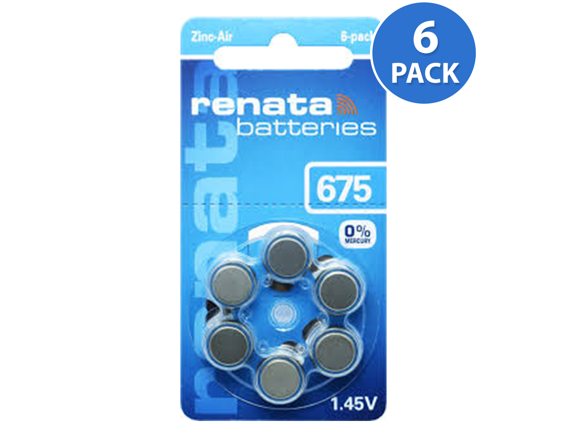 Renata Size 675 Hearing Aid Batteries ZA675 (6 pack)