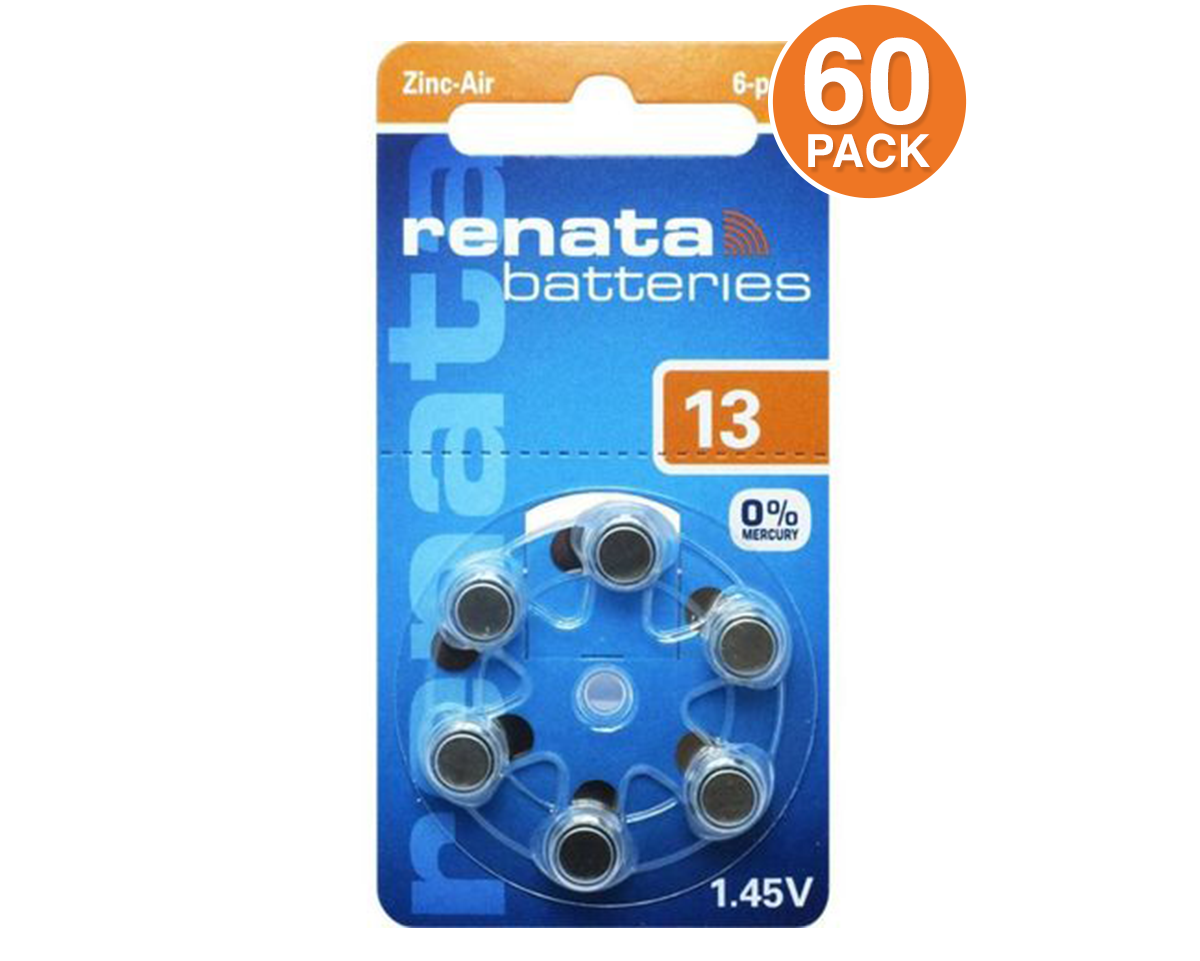 Renata ZA13 Hearing Aid Batteries size 13 (60 pack)