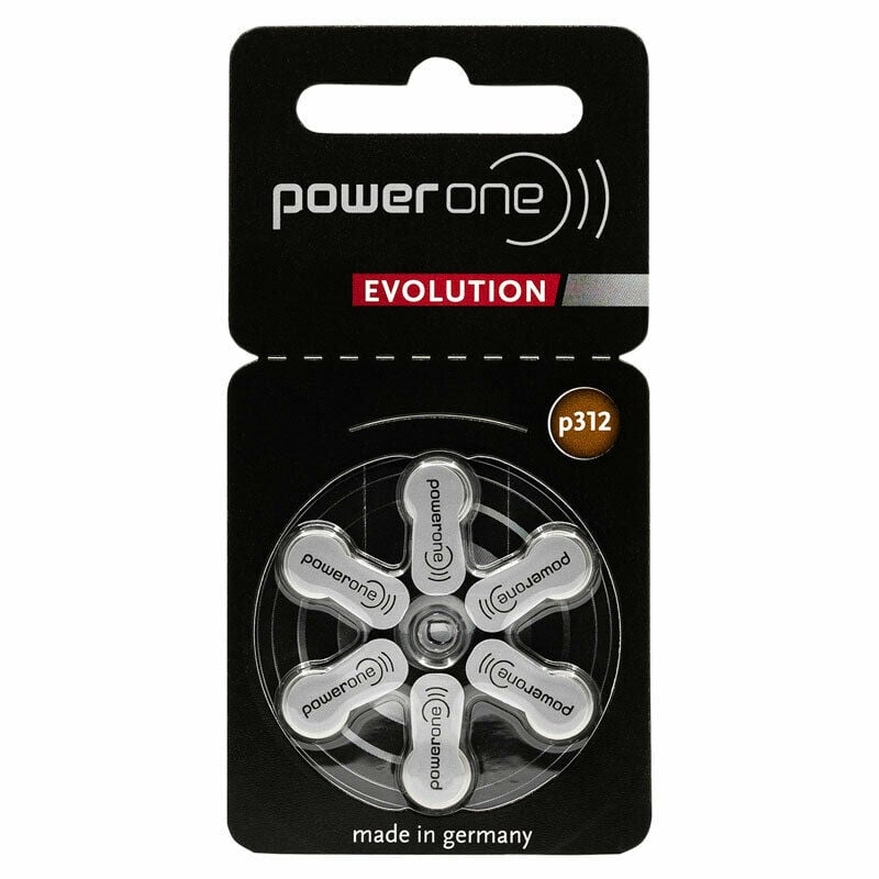 Power One Evolution Size 312 Hearing Aid Batteries (6 PCS)