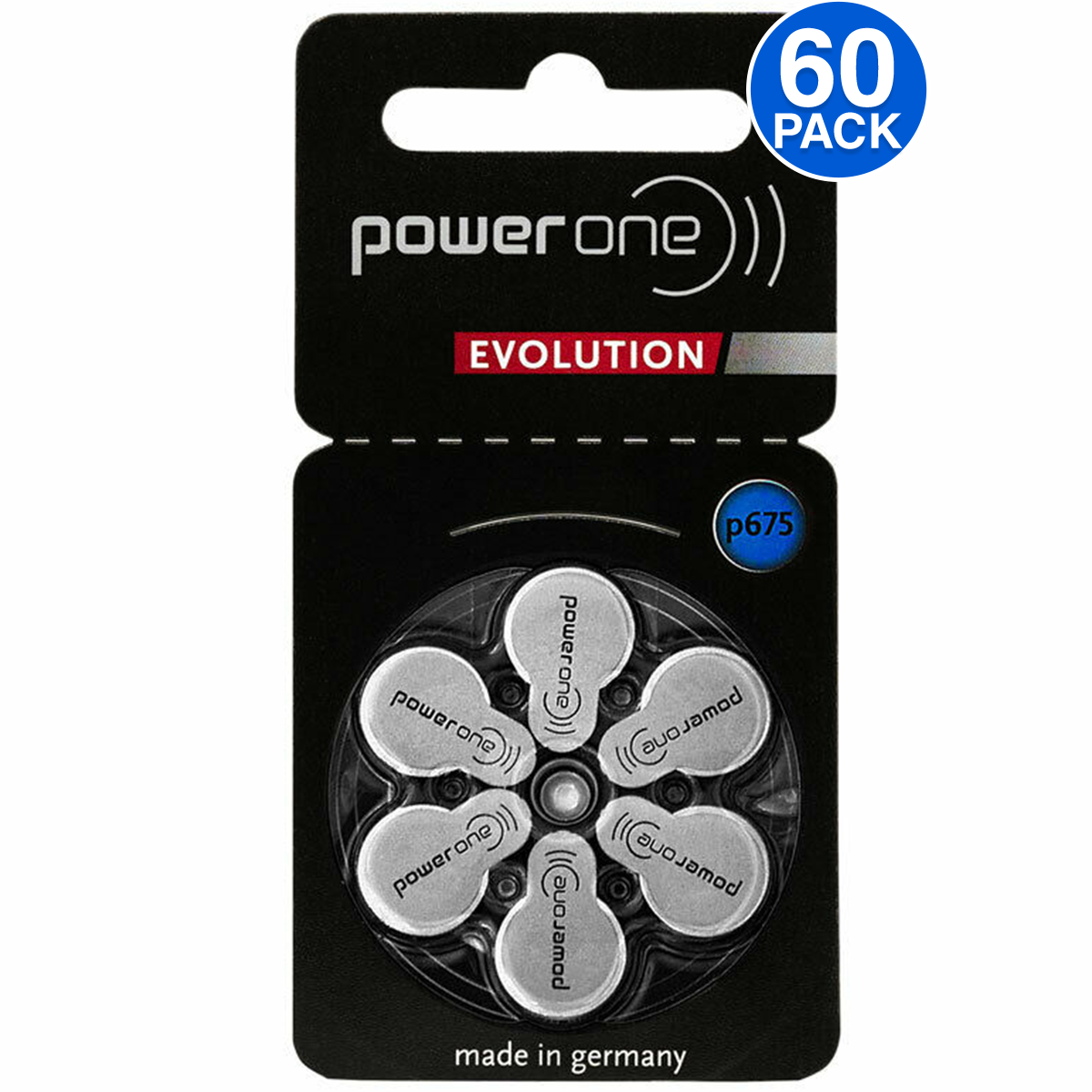 Power One Evolution Size 675 Hearing Aid Batteries (60 PCS)