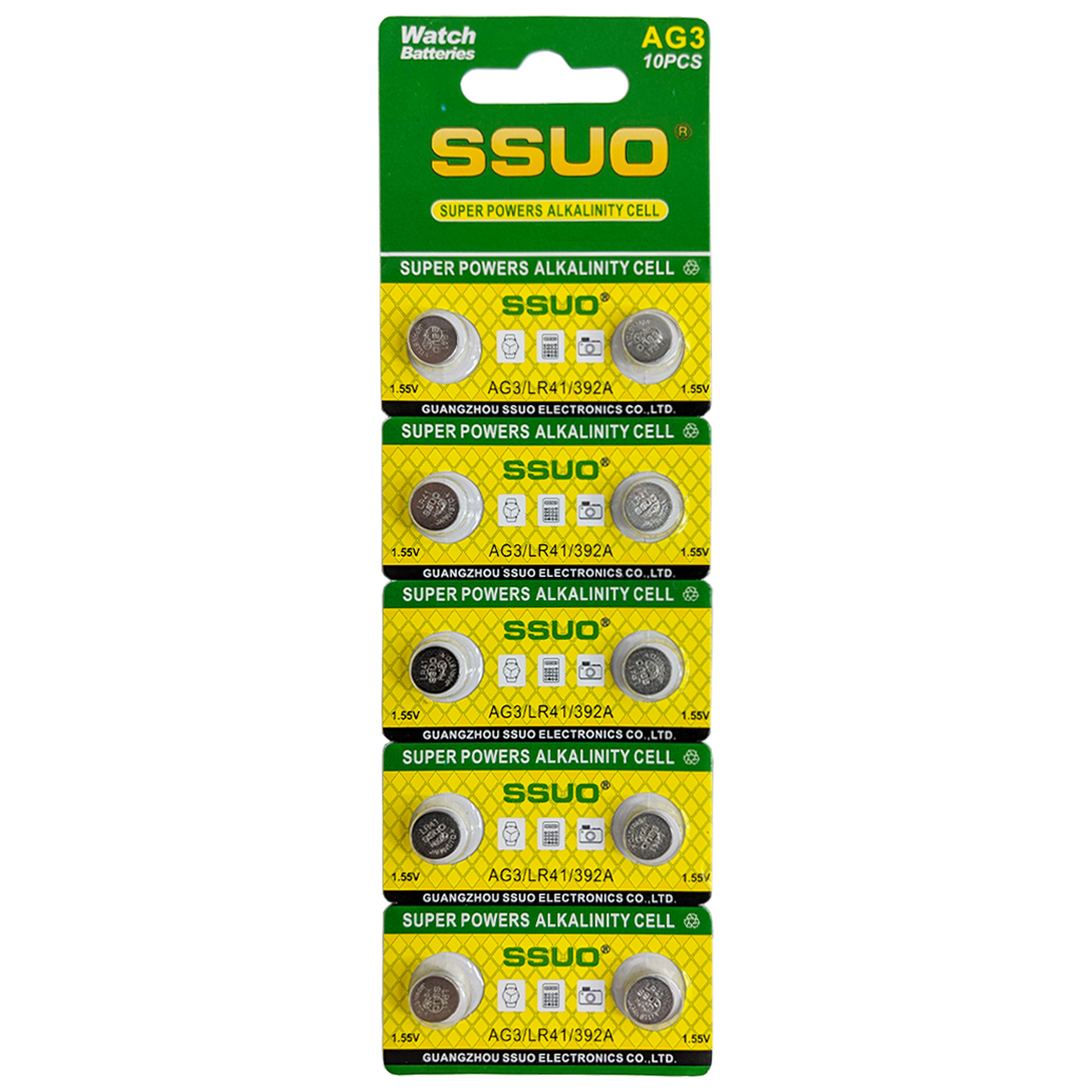 SSUO LR41 Battery AG3 392A Alkaline 1.5V Thermometer Battery (10 Batteries)