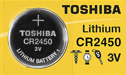 Toshiba CR2450 Lithium Coin Cell Battery 3v, Tear Strip 1pc