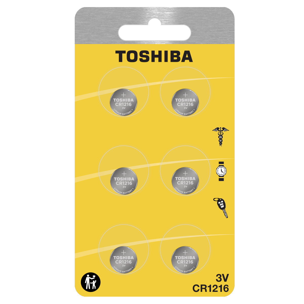 Toshiba CR1216 Battery 3V Lithium Coin Cell (6 PCS Child Resistant Blister Package)