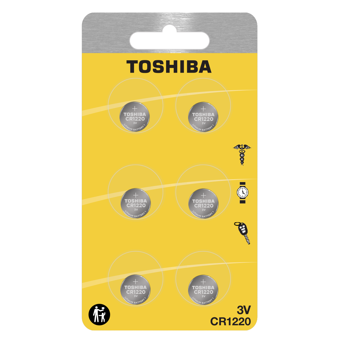    Toshiba CR1220 Battery 3V Lithium Coin Cell (6 PCS Child Resistant Blister Package) 