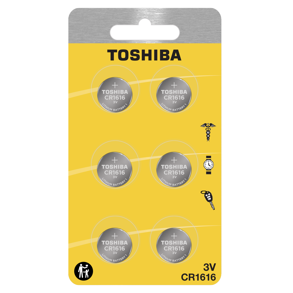 Toshiba CR1616 Battery 3V Lithium Coin Cell (6 PCS Child Resistant Blister Package) 
