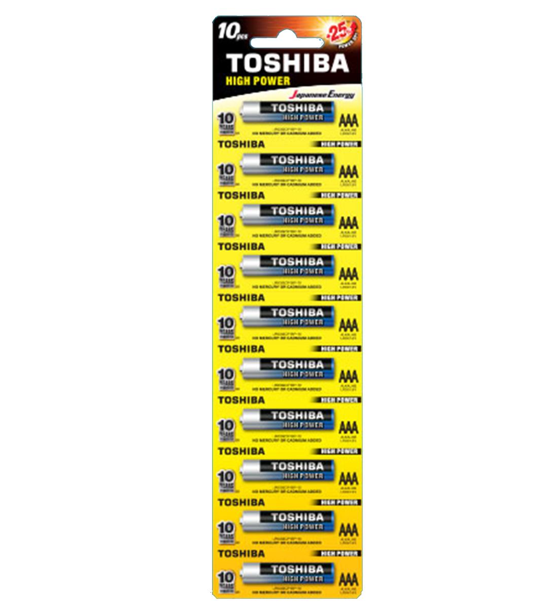 Toshiba Size AAA High Power Alkaline Batteries, LR03GCP-BP1X10-CN (10 Pack)