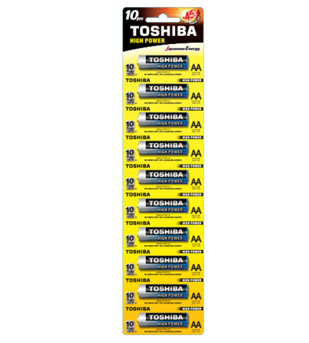Toshiba Size AA High Power Alkaline Batteries, LR6GCP-BP1X10-CN (10 Pack)
