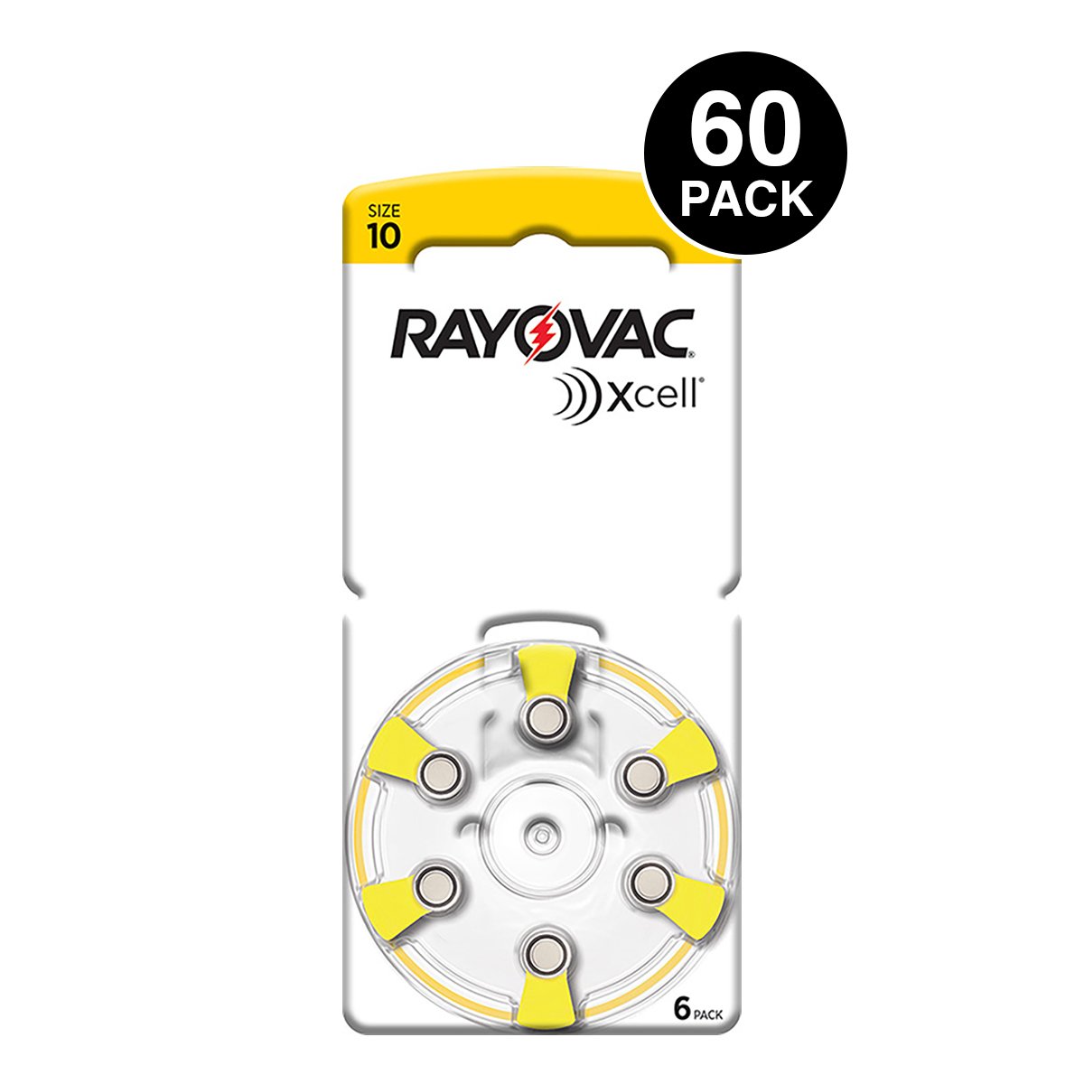 Xcell (Made By Rayovac) Size 10 Hearing Aid Batteries (60 pcs)
